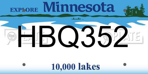 HBQ352 Minnesota License Plate