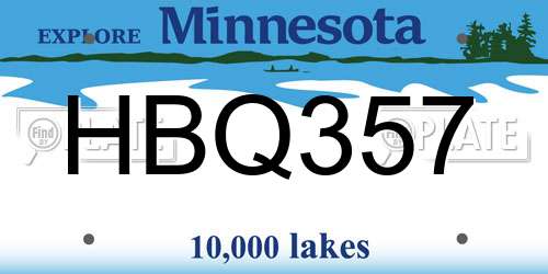 HBQ357 Minnesota License Plate