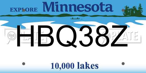 HBQ38Z Minnesota License Plate