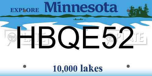 HBQE52 Minnesota License Plate
