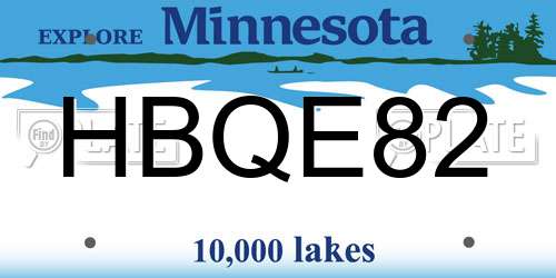 HBQE82 Minnesota License Plate
