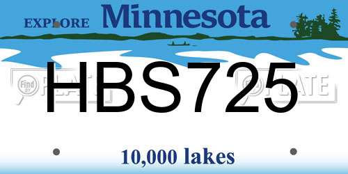HBS725 Minnesota License Plate