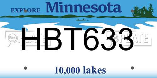 HBT633 Minnesota License Plate