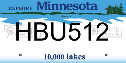 HBU512 Minnesota License Plate