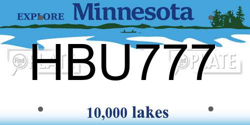 HBU777 Minnesota License Plate