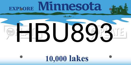 HBU893 Minnesota License Plate