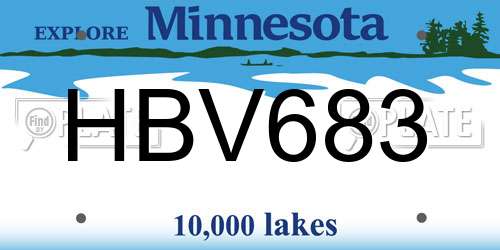HBV683 Minnesota License Plate