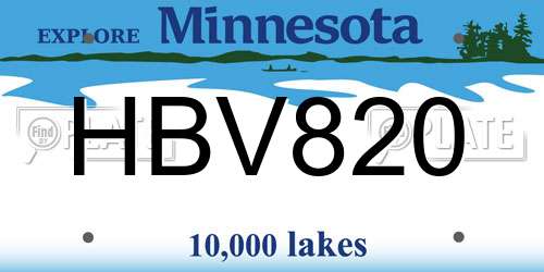 HBV820 Minnesota License Plate