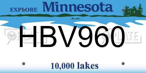 HBV960 Minnesota License Plate