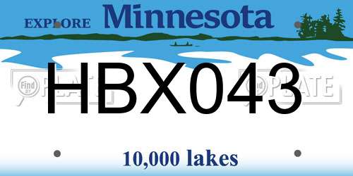 HBX043 Minnesota License Plate