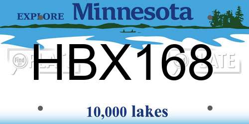HBX168 Minnesota License Plate