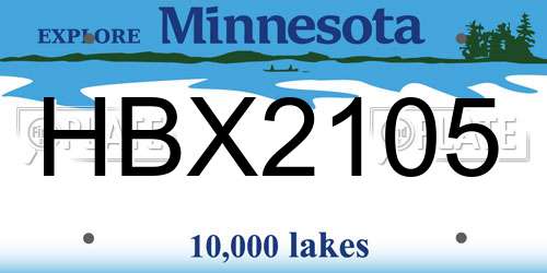 HBX2105 Minnesota License Plate