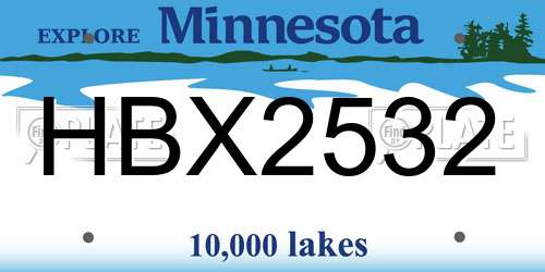 HBX2532 Minnesota License Plate