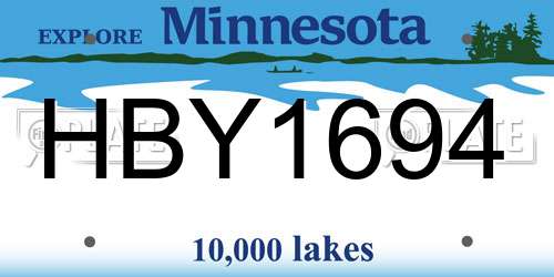 HBY1694 Minnesota License Plate