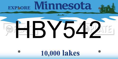 HBY542 Minnesota License Plate