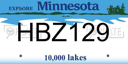 HBZ129 Minnesota License Plate