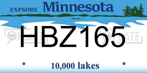 HBZ165 Minnesota License Plate