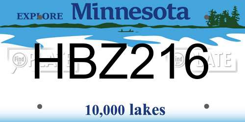 HBZ216 Minnesota License Plate
