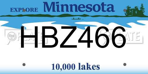 HBZ466 Minnesota License Plate