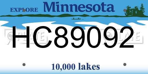 HC89092 Minnesota License Plate