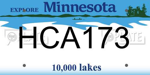 HCA173 Minnesota License Plate