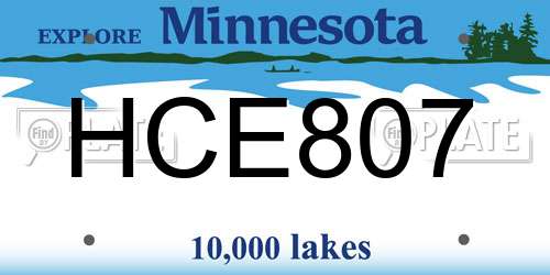 HCE807 Minnesota License Plate