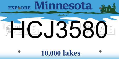 HCJ3580 Minnesota License Plate