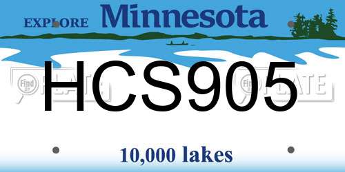 HCS905 Minnesota License Plate