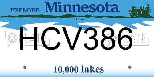 HCV386 Minnesota License Plate