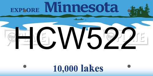 HCW522 Minnesota License Plate