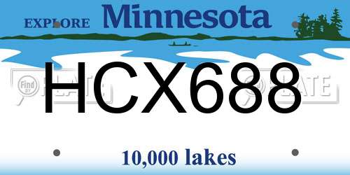 HCX688 Minnesota License Plate