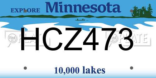 HCZ473 Minnesota License Plate