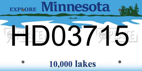 HD03715 Minnesota License Plate