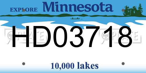 HD03718 Minnesota License Plate
