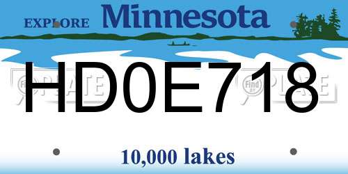 HD0E718 Minnesota License Plate
