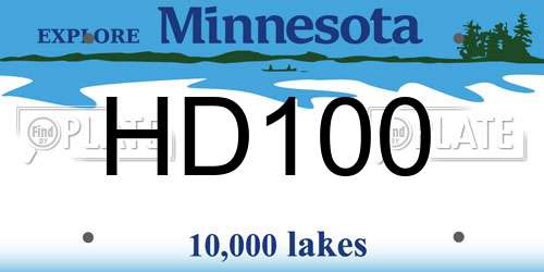 HD100 Minnesota License Plate