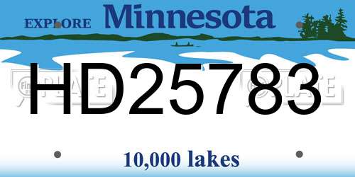 HD25783 Minnesota License Plate