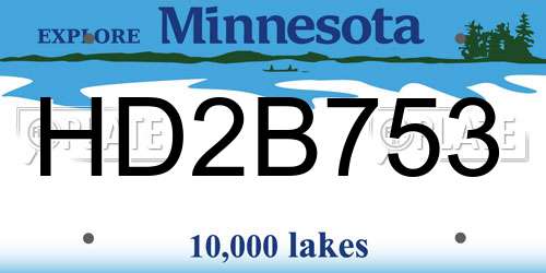 HD2B753 Minnesota License Plate