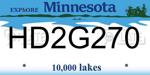 HD2G270 Minnesota License Plate