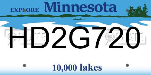 HD2G720 Minnesota License Plate