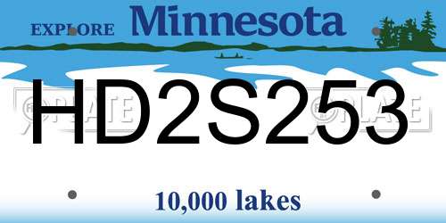 HD2S253 Minnesota License Plate