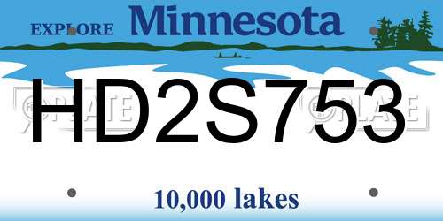 HD2S753 Minnesota License Plate