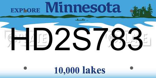 HD2S783 Minnesota License Plate