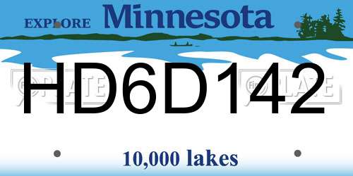 HD6D142 Minnesota License Plate