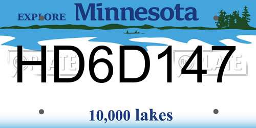 HD6D147 Minnesota License Plate