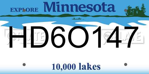 HD6O147 Minnesota License Plate