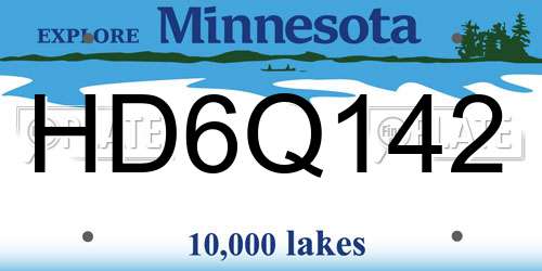 HD6Q142 Minnesota License Plate