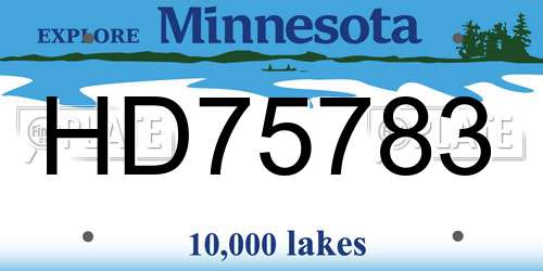 HD75783 Minnesota License Plate