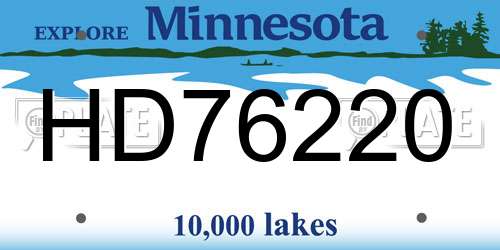 HD76220 Minnesota License Plate