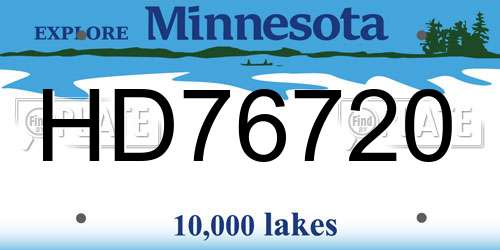 HD76720 Minnesota License Plate